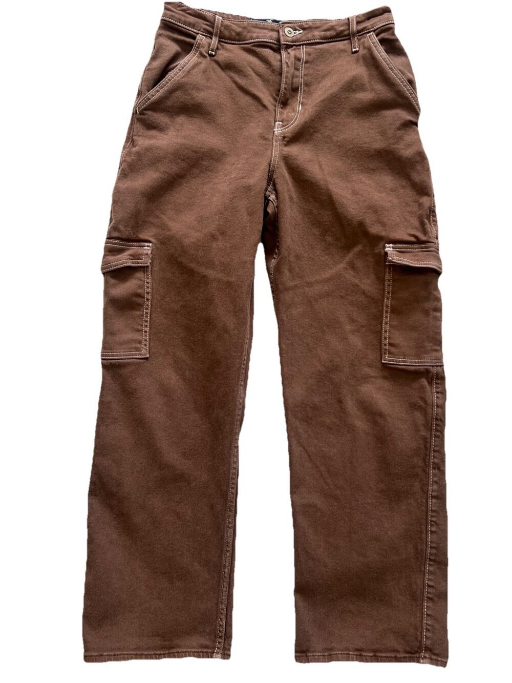 Hollister Ultra High Rise Dad Jean Womens 28 Brown Cargo Casual Streetwear
